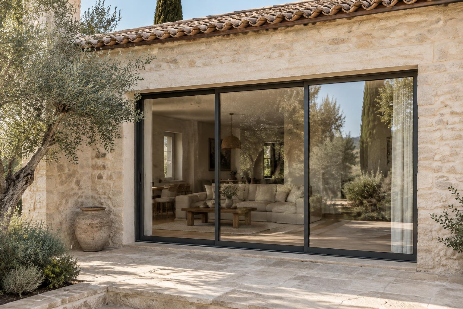 Baie aluminium dans une villa provençale
