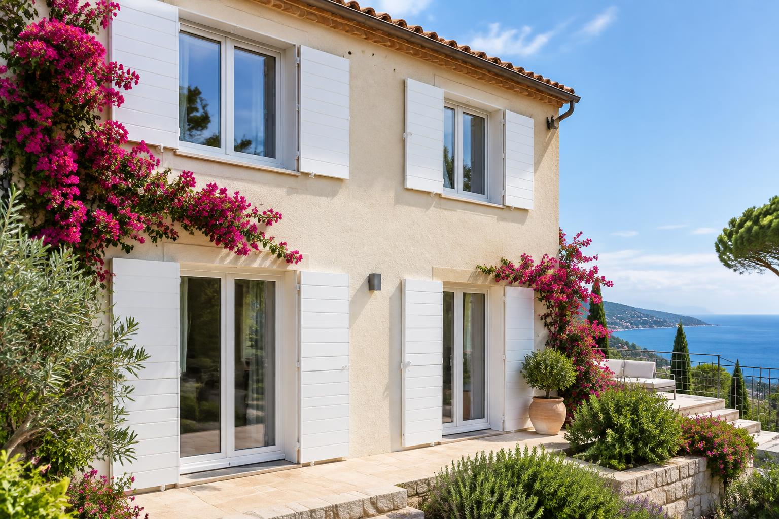 Fenêtres PVC et volets dans une villa