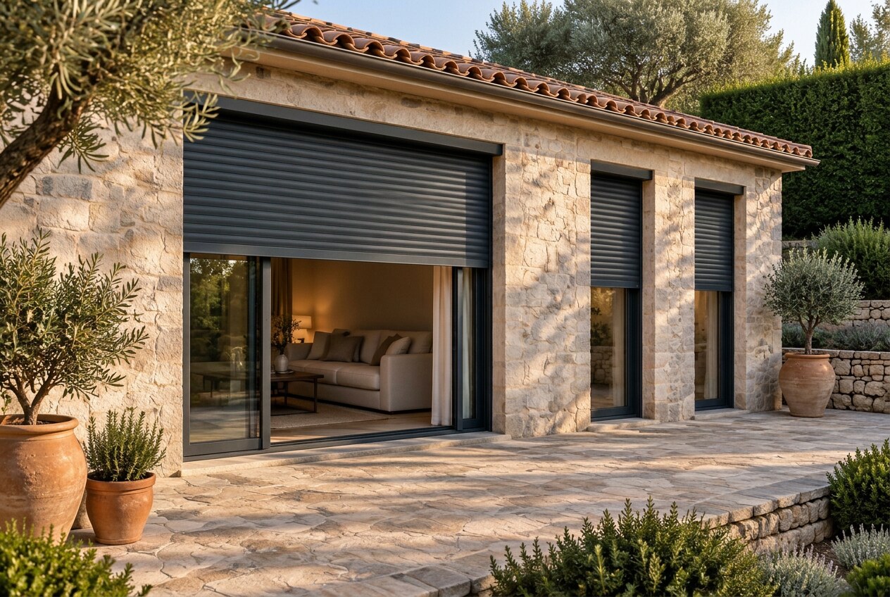 Volets roulants anthracite sur une villa à Saint-Aygulf