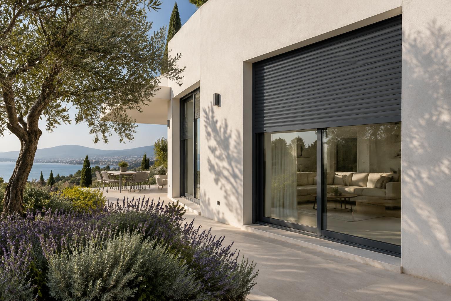 Volets roulants motorisés sur une villa des hauteurs de Cannes